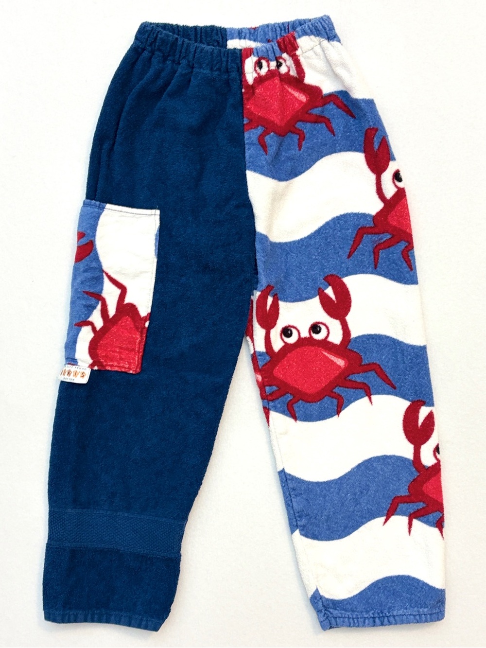 Kikis Nation Kids Crab Towel Pants Navy Terrycloth Unisex Beach Cover Up Small